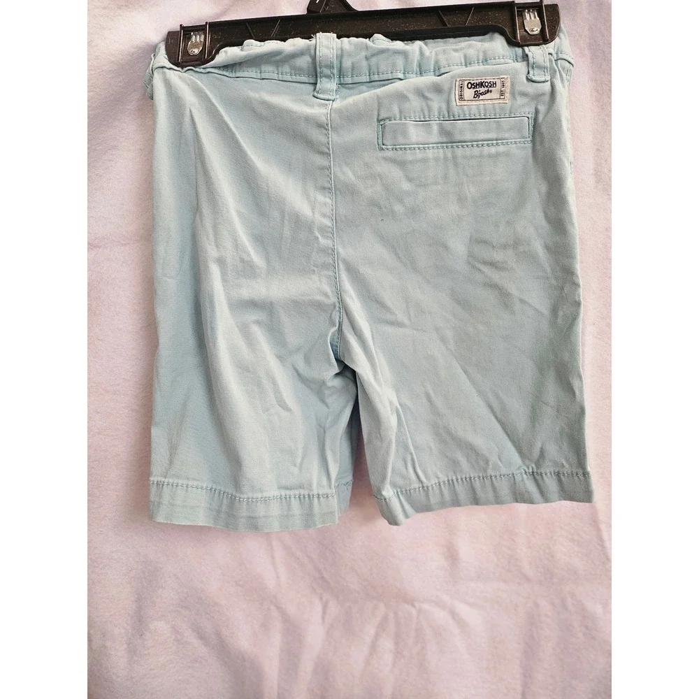 OshKosh B'gosh Boys Light Blue Chino Shorts Size 4T Adjustable Waist 2H185012